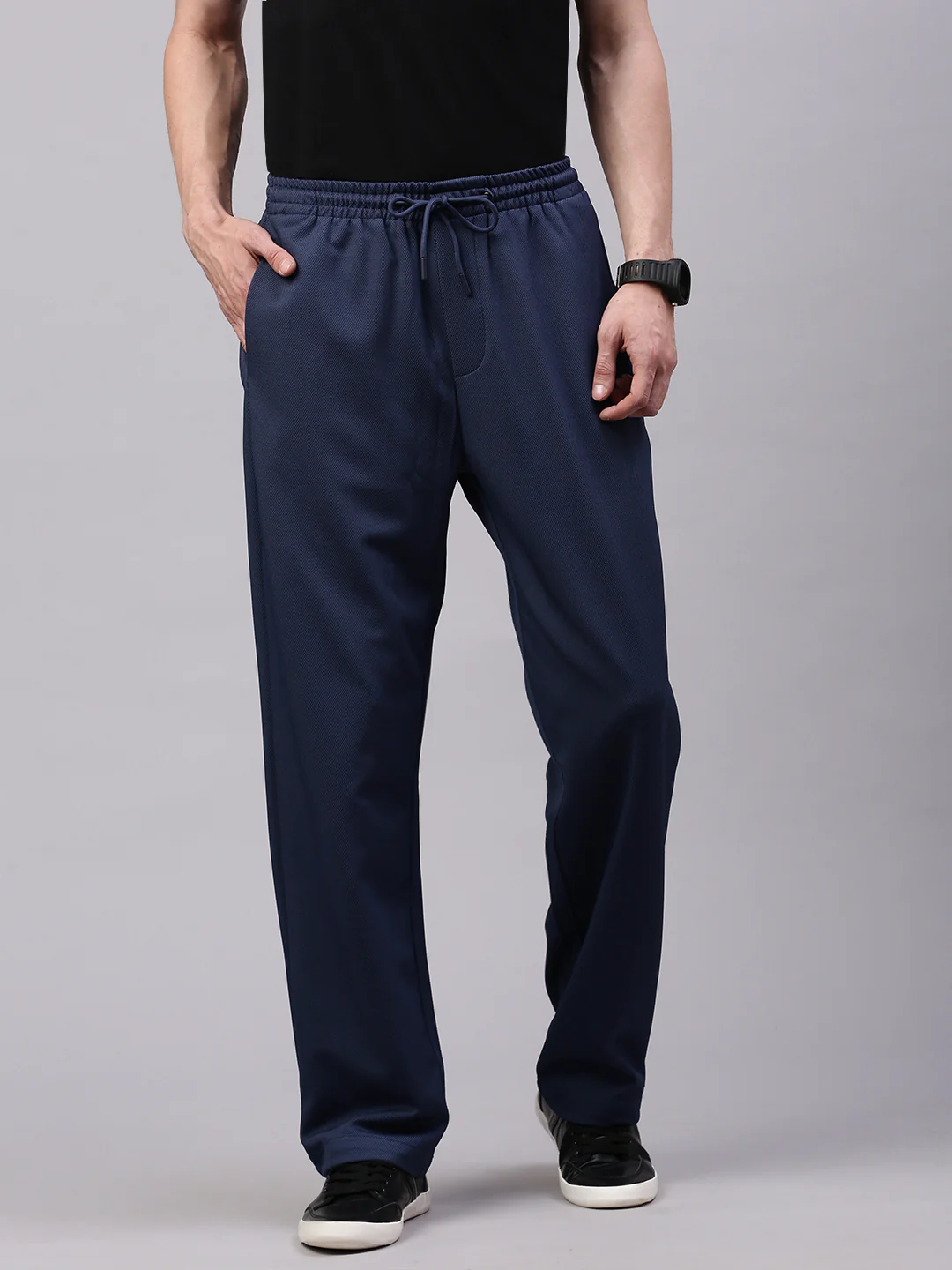 Men's English Blue Relaxed Fit Solid Casual Jogger - Image 2