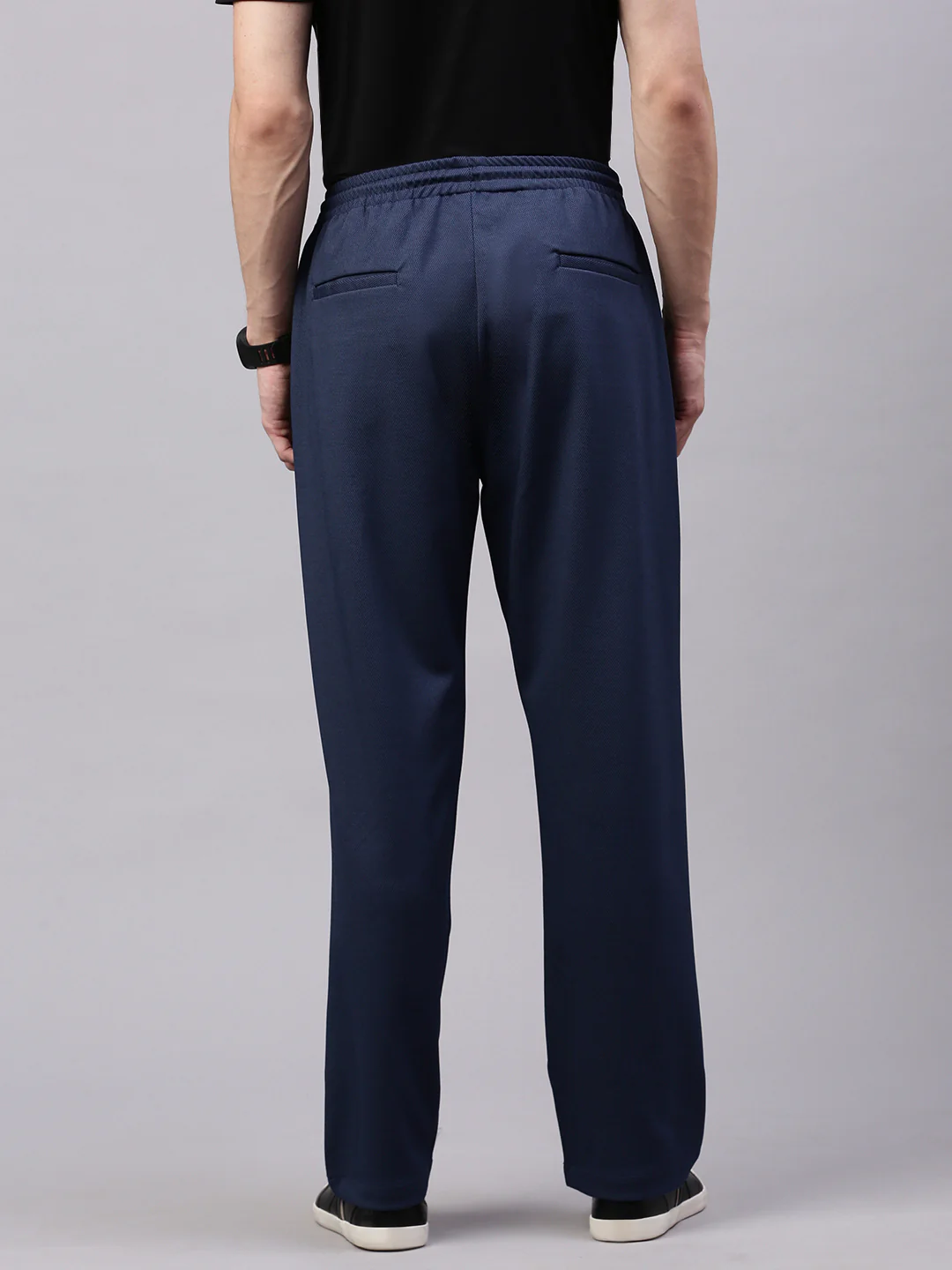 Men's English Blue Relaxed Fit Solid Casual Jogger - Image 4