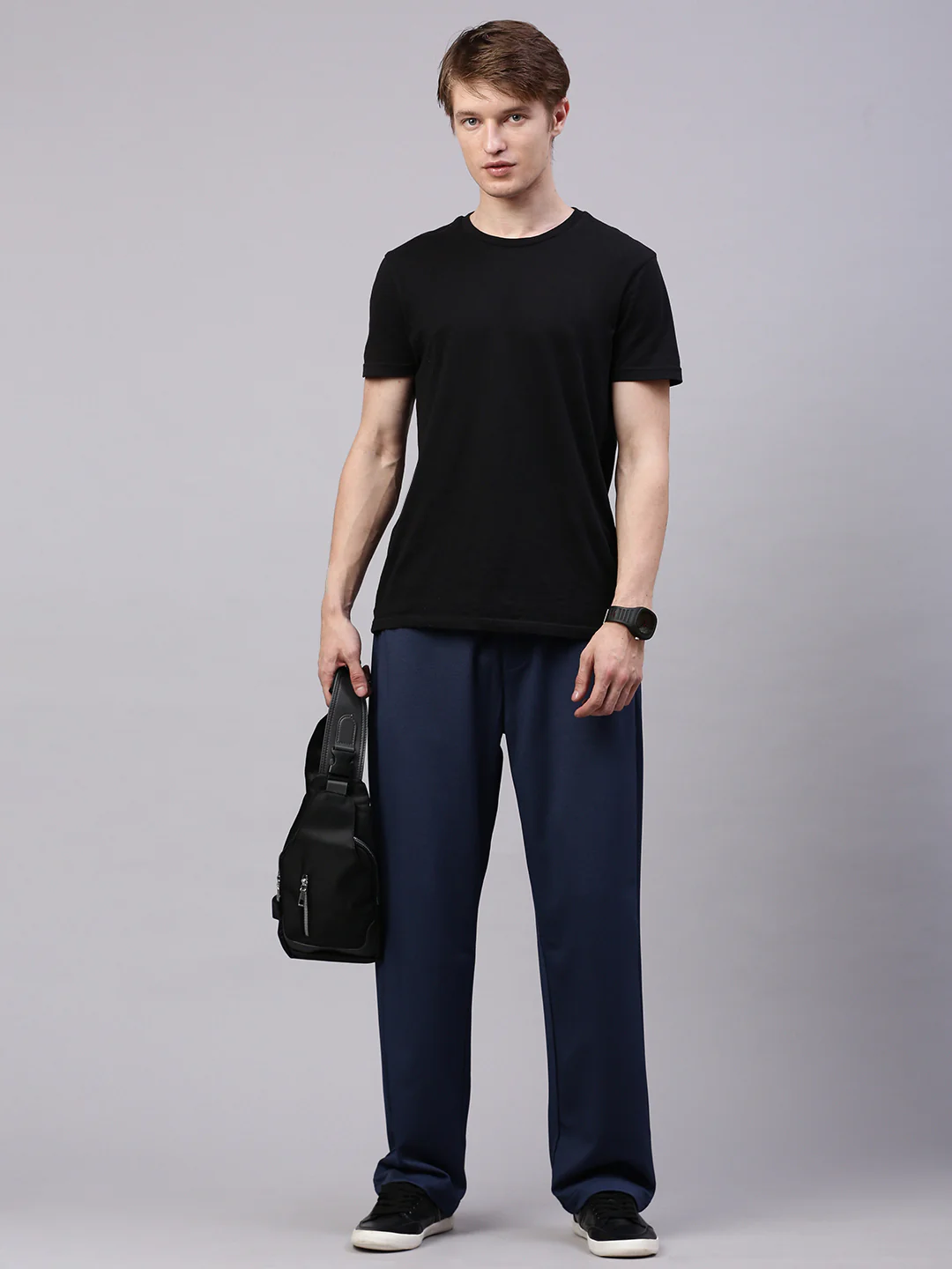 Men's English Blue Relaxed Fit Solid Casual Jogger - Image 5