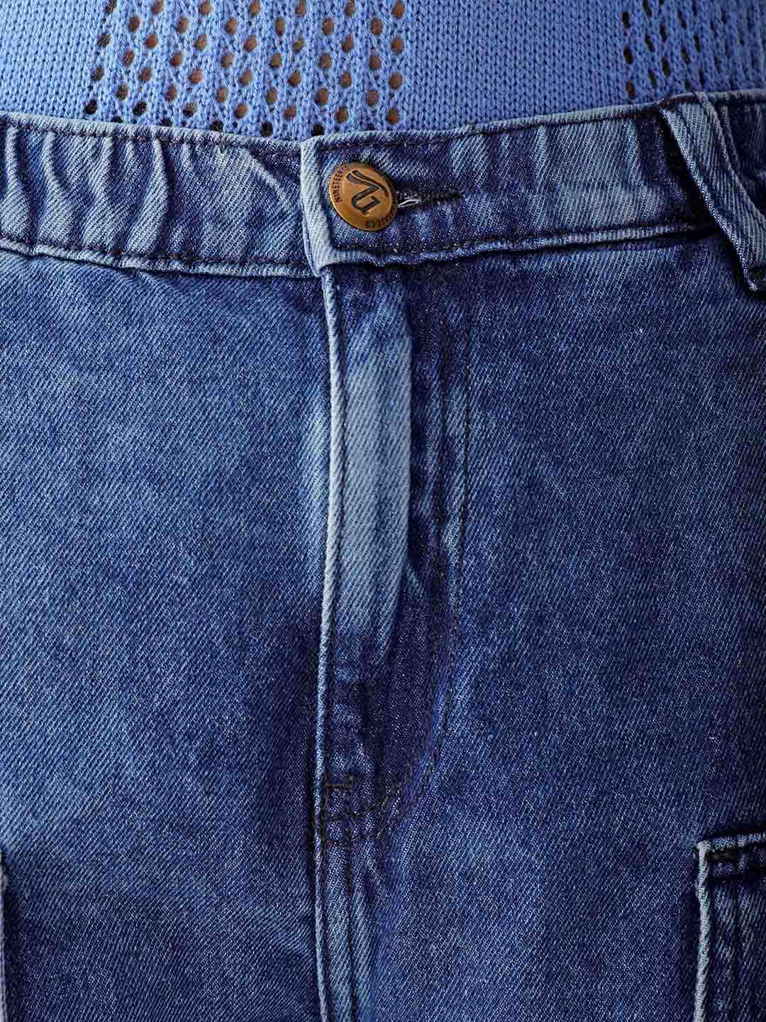 Men's Blue Relaxed Fit Solid Utility Jeans - Image 6
