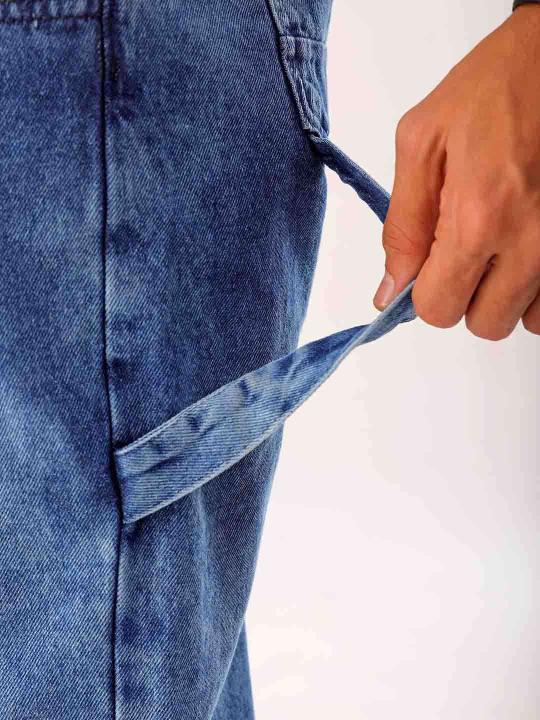 Men's Blue Relaxed Fit Solid Utility Jeans - Image 9