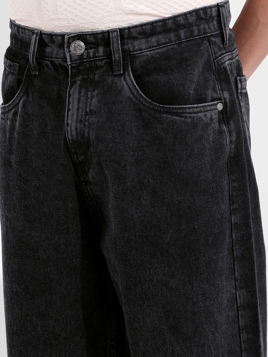 Men's Black Relaxed Fit Casual Jeans - Image 5