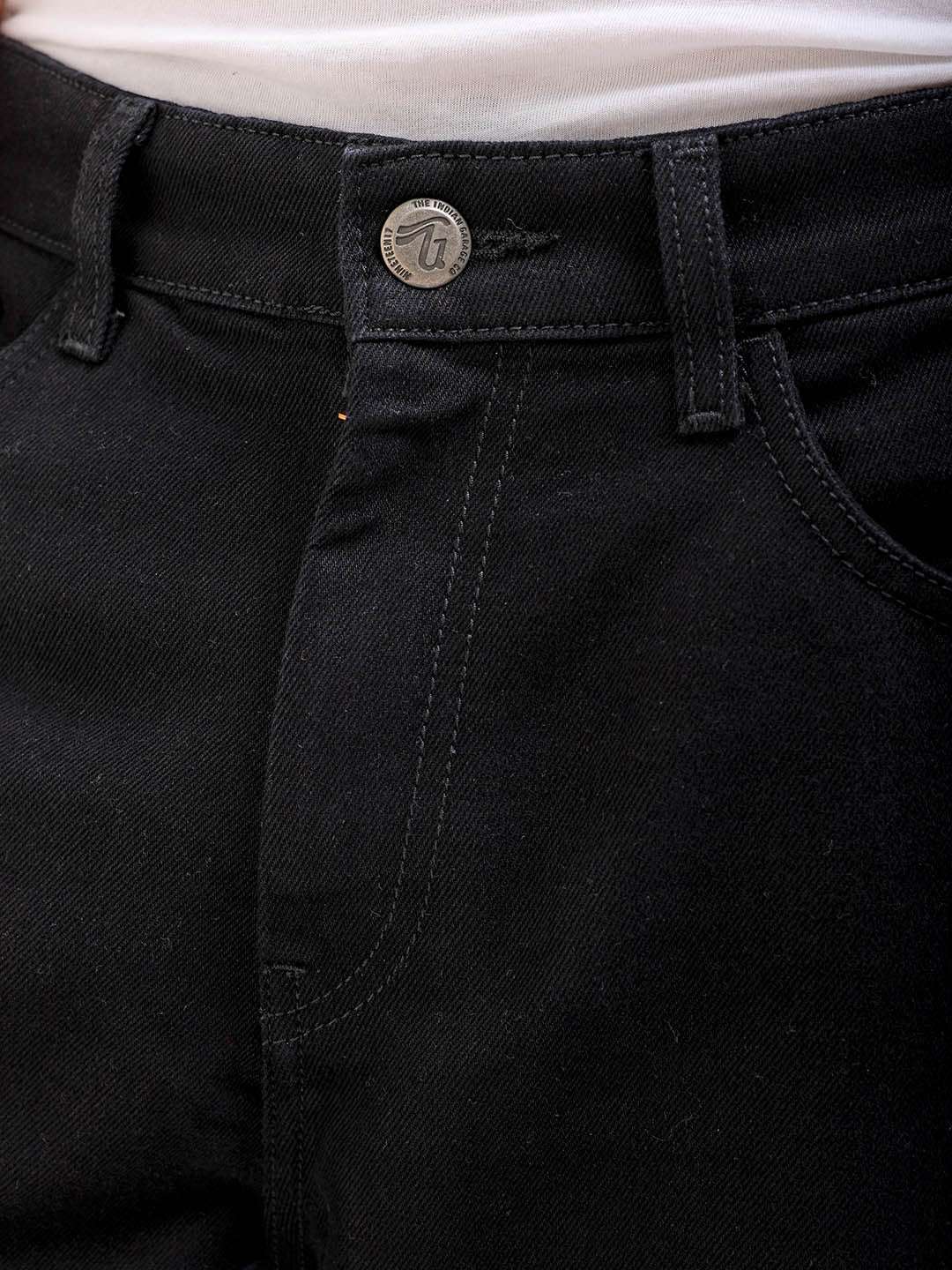 Men's BLACK & BLUE Relaxed Fit Colourblocked Utility Jeans - Image 7