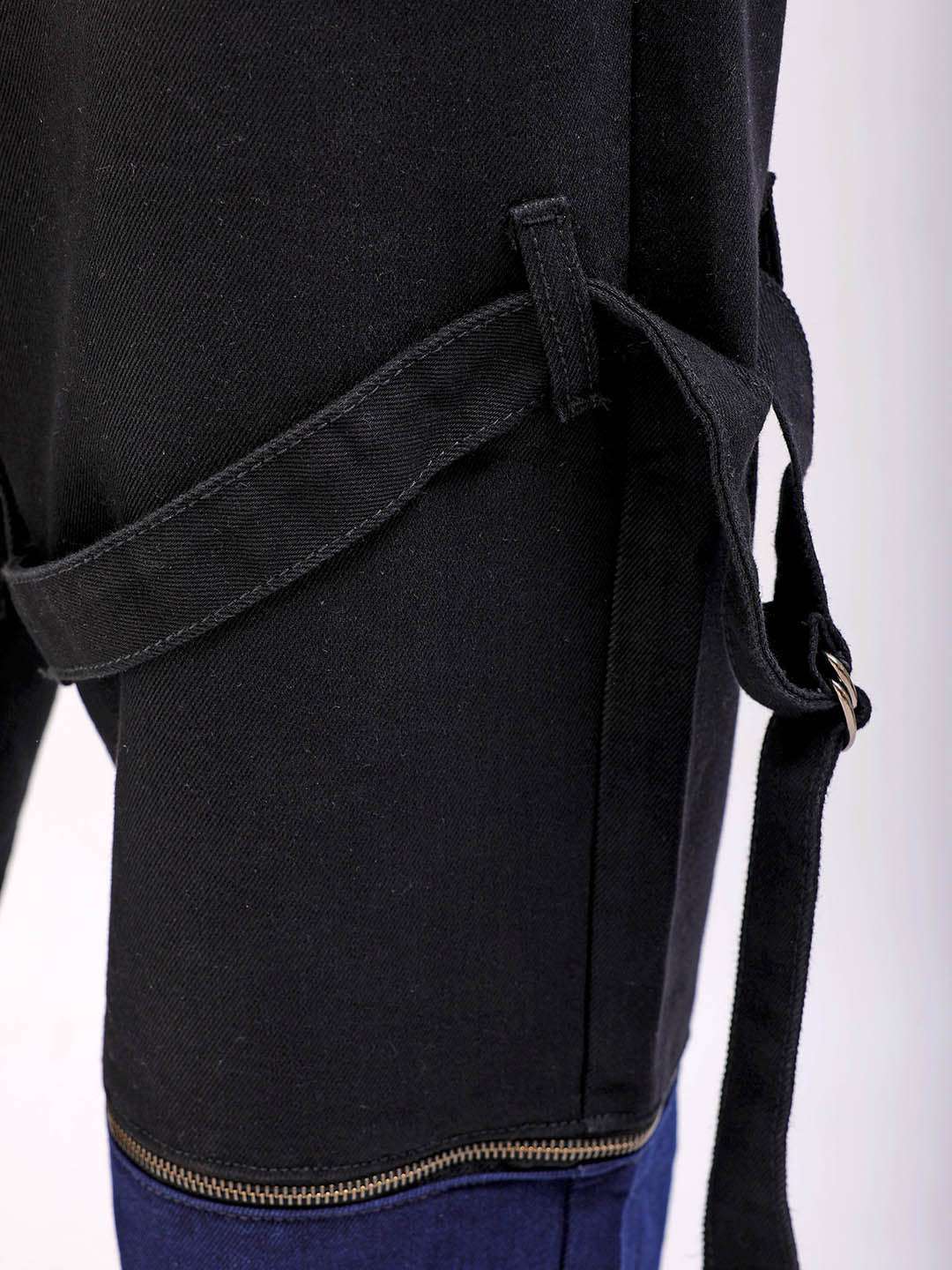 Men's BLACK & BLUE Relaxed Fit Colourblocked Utility Jeans - Image 8