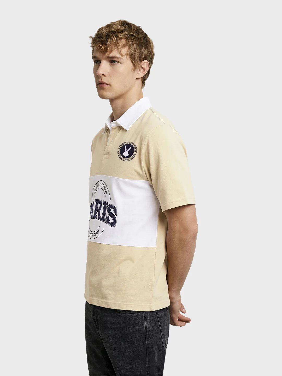 Men's Beige Boxy Fit Loony Tune character T-Shirt - Image 3