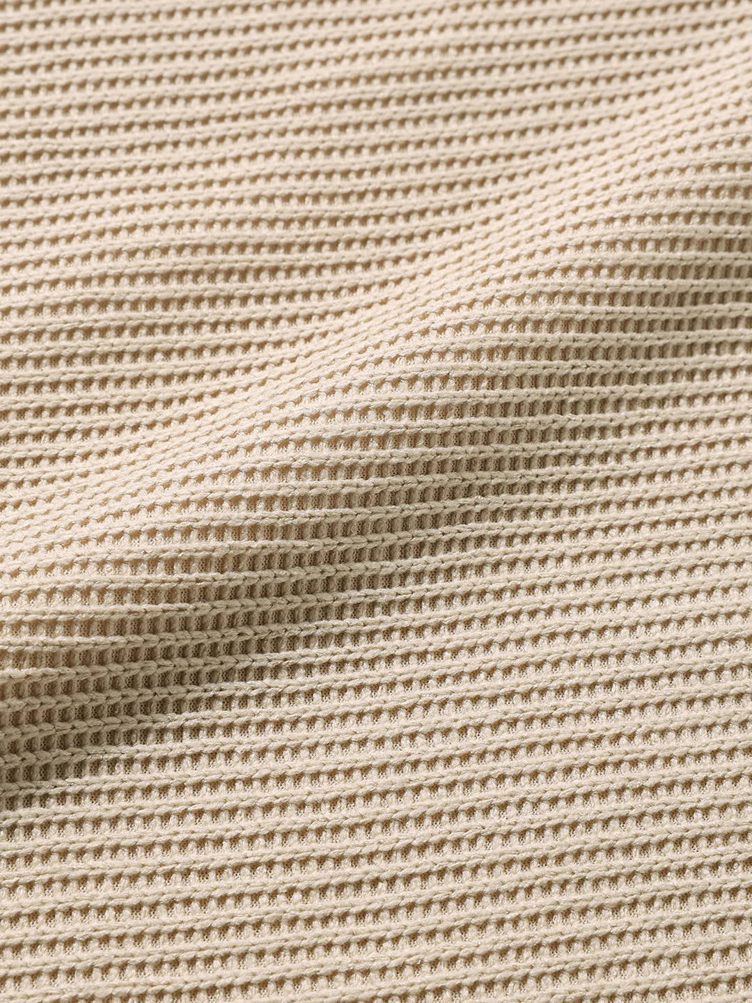 Men's Beige Boxy Fit Textured Casual T-Shirt - Image 6
