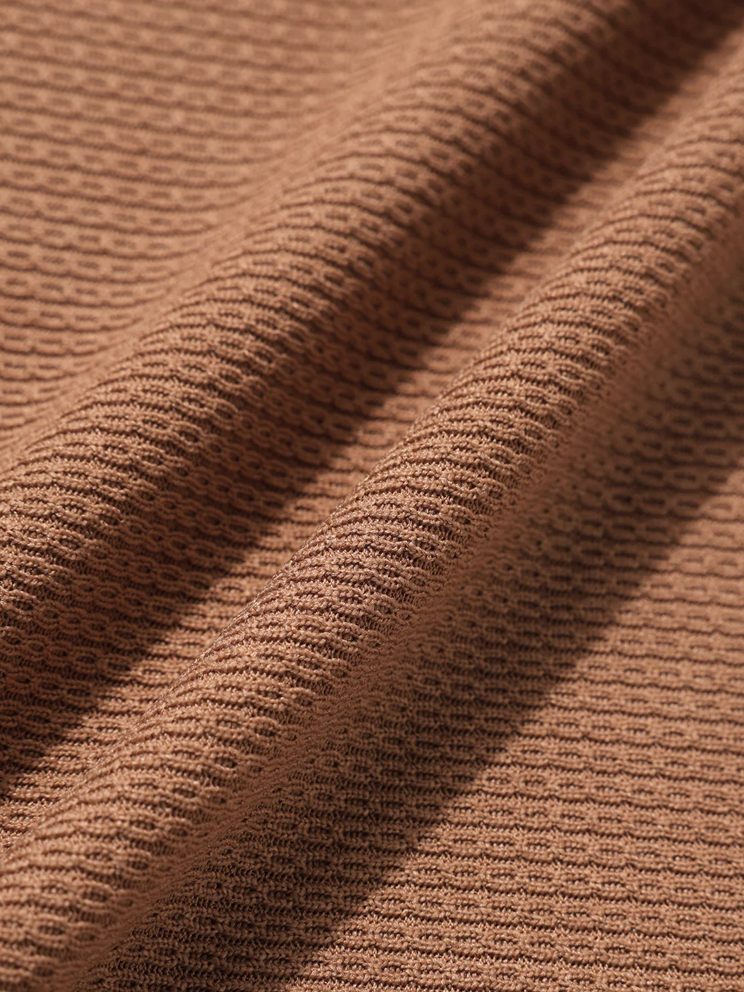 Men's Beige Boxy Fit Textured Casual T-Shirt - Image 7