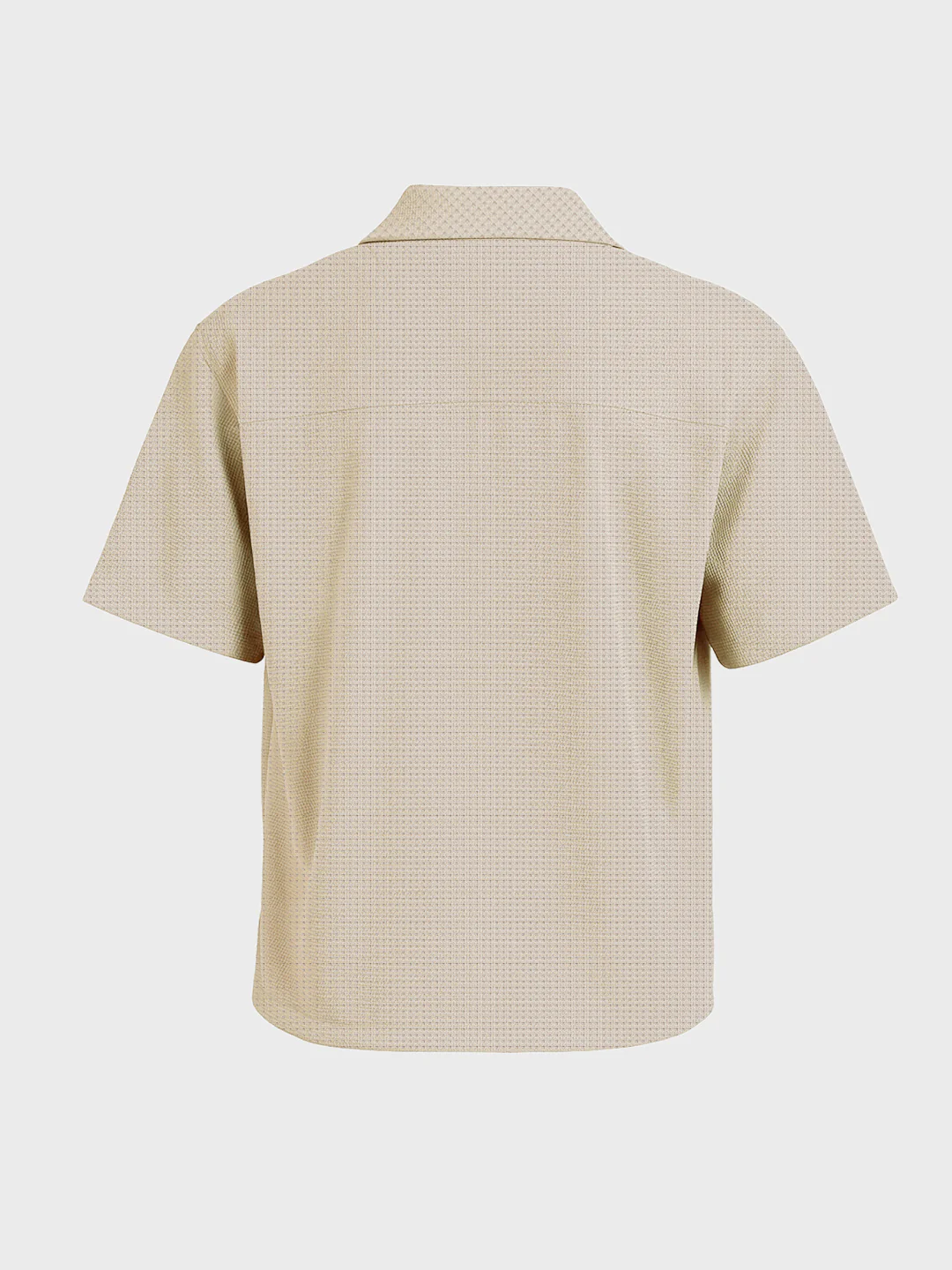 Men's Beige Boxy Fit Textured Utility Shirt - Image 4