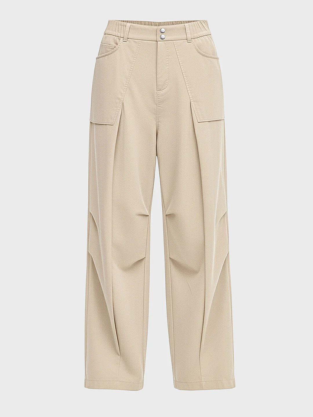 Men's Beige Loose Fit Solid Utility Trousers - Image 3