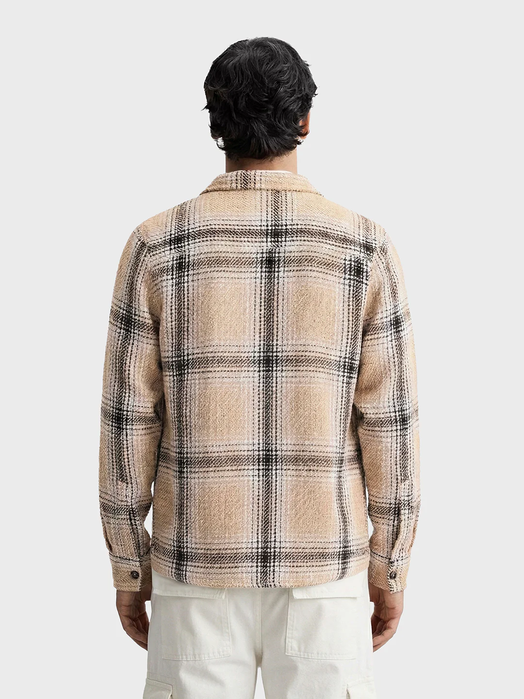 Men's Beige Regular Fit Checked Casual Shirt - Image 2