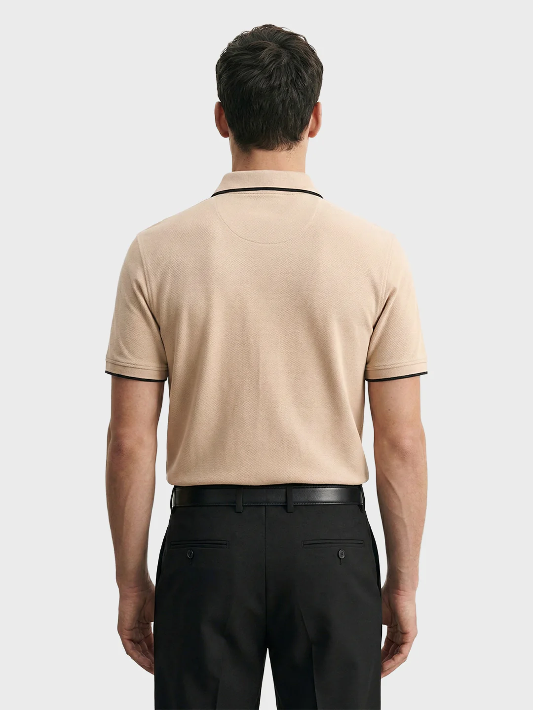 Men's Beige Regular Fit Embroidered Casual T-Shirts - Image 4