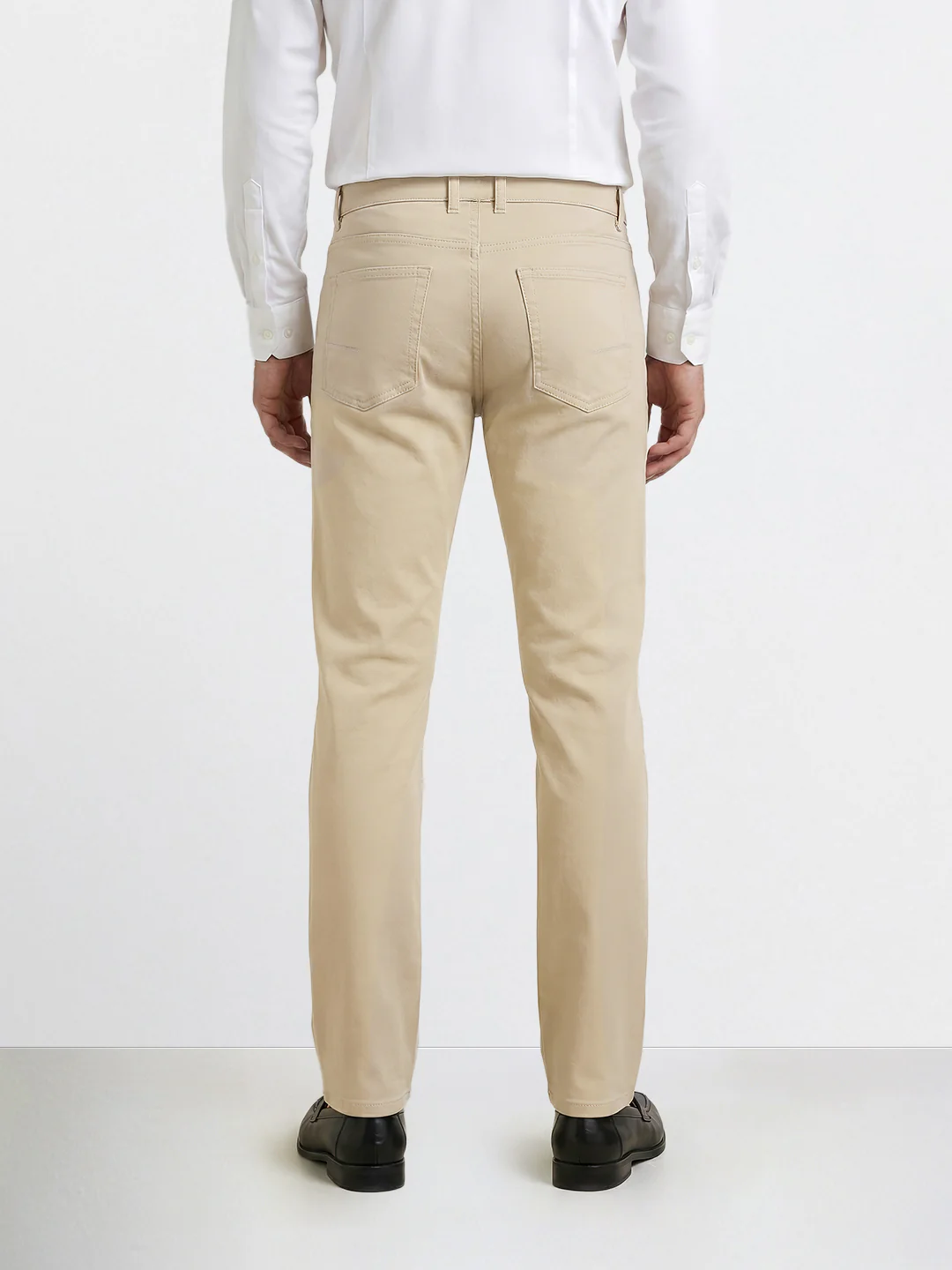 Men's Beige Regular Fit Solid Casual Chinos - Image 2