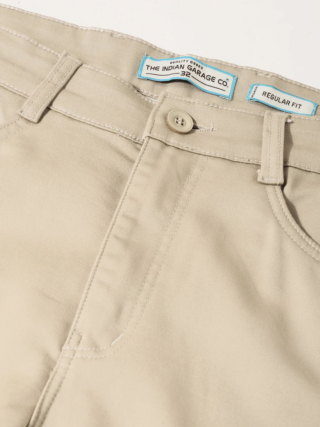 Men's Beige Regular Fit Solid Casual Chinos - Image 6