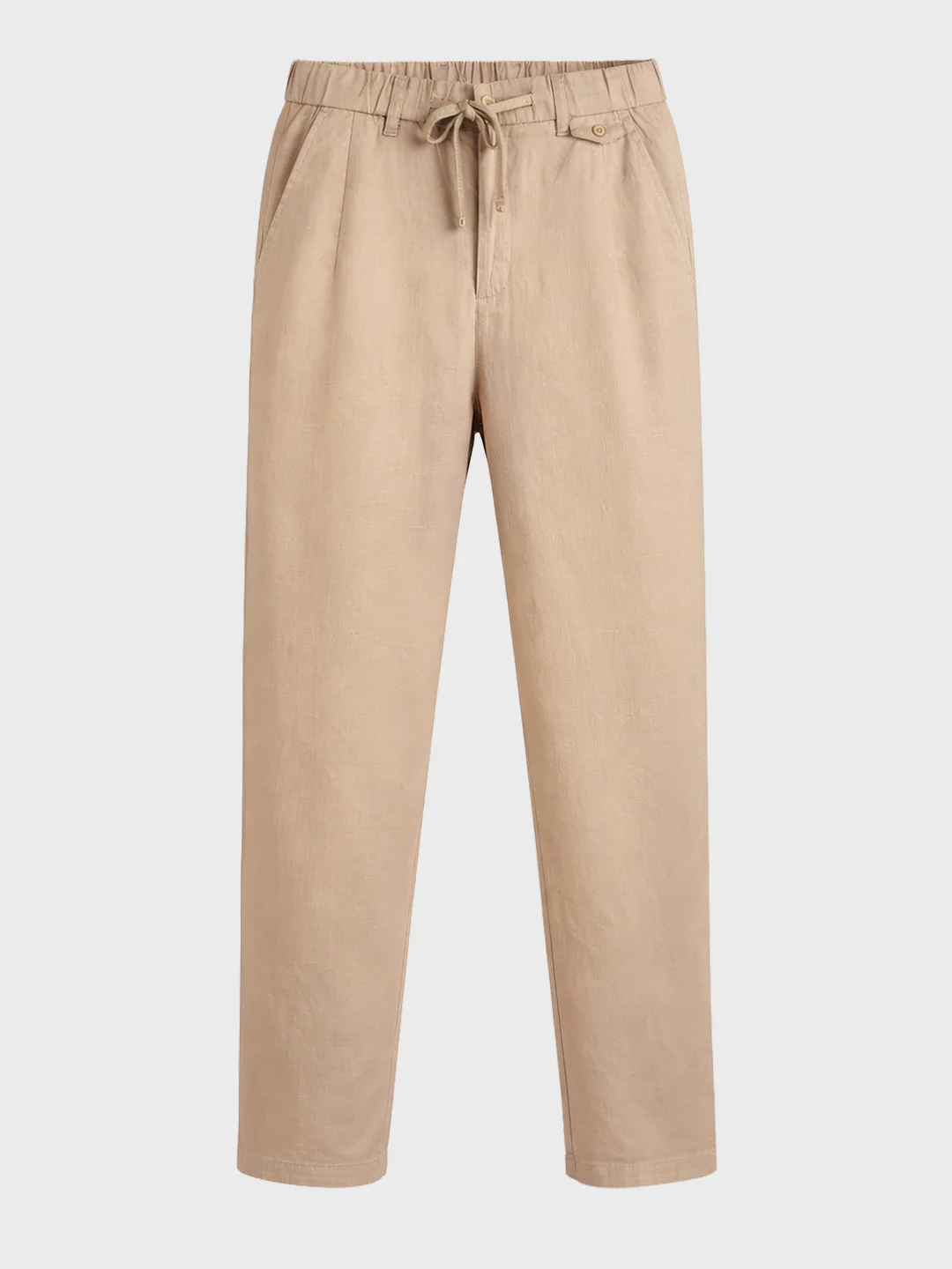 Men's Beige Regular Fit Solid Casual Trousers - Image 5