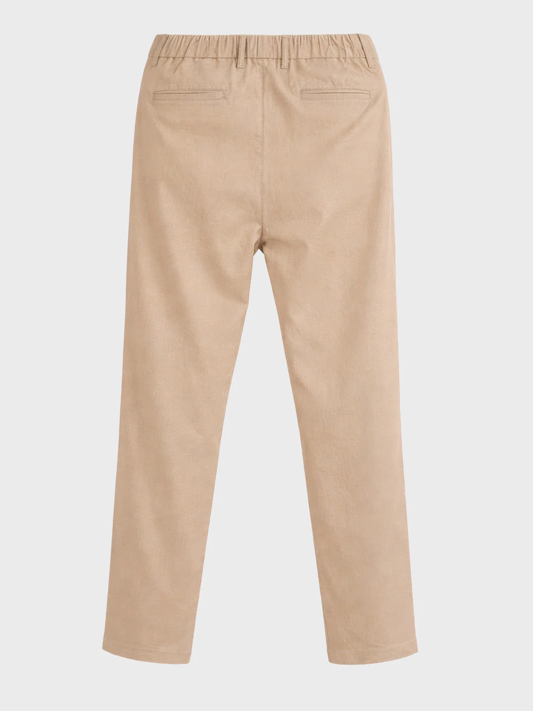 Men's Beige Regular Fit Solid Casual Trousers - Image 6