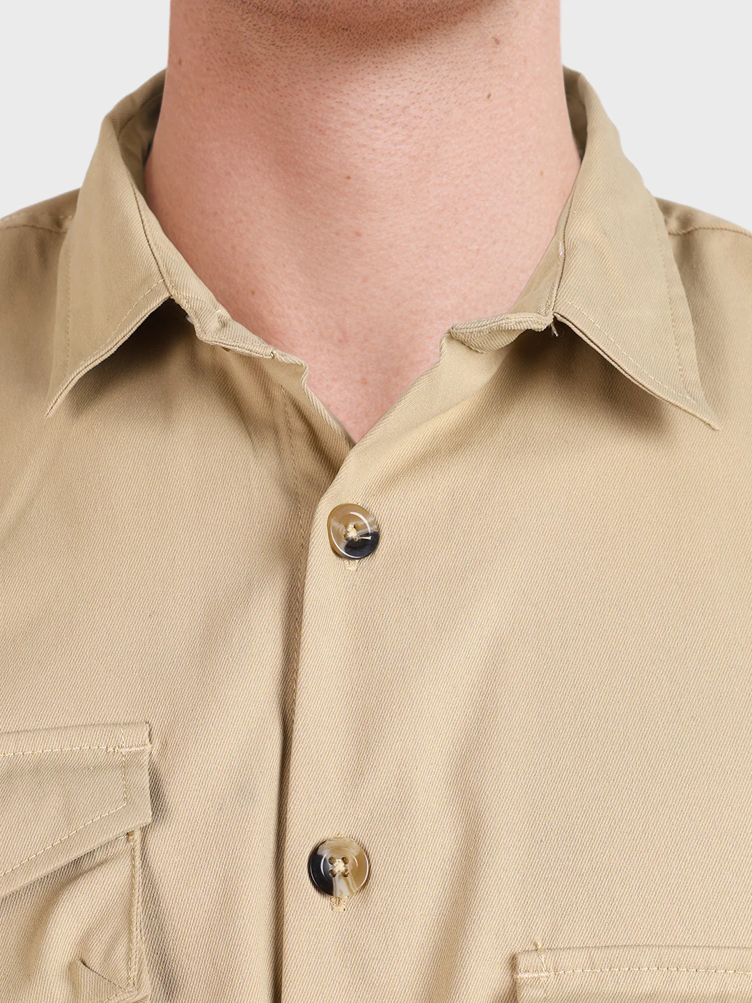 Men's Beige Regular Fit Solid Street Wear Shirt - Image 6
