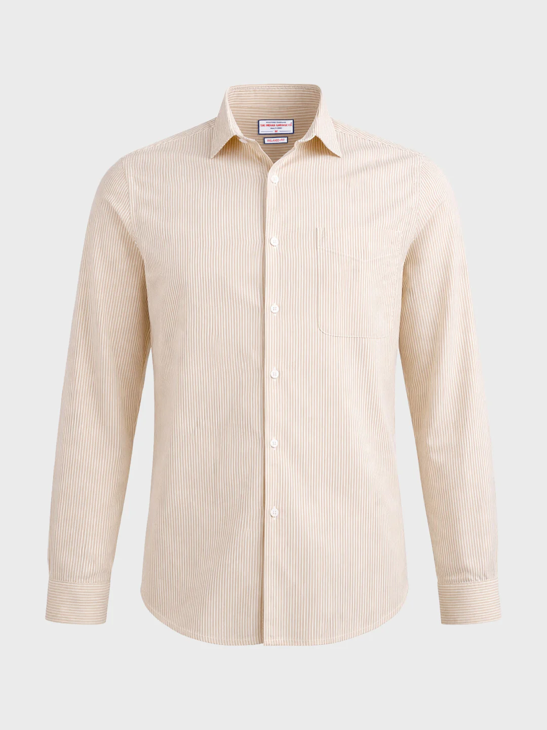 Men's Beige Regular Fit Striped Casual Shirt - Image 6