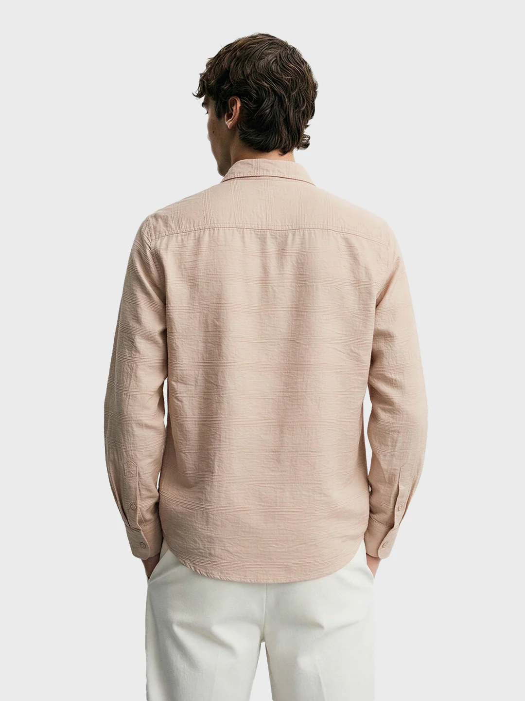 Men's Beige Regular Fit Textured Resort Wear Shirt - Image 5