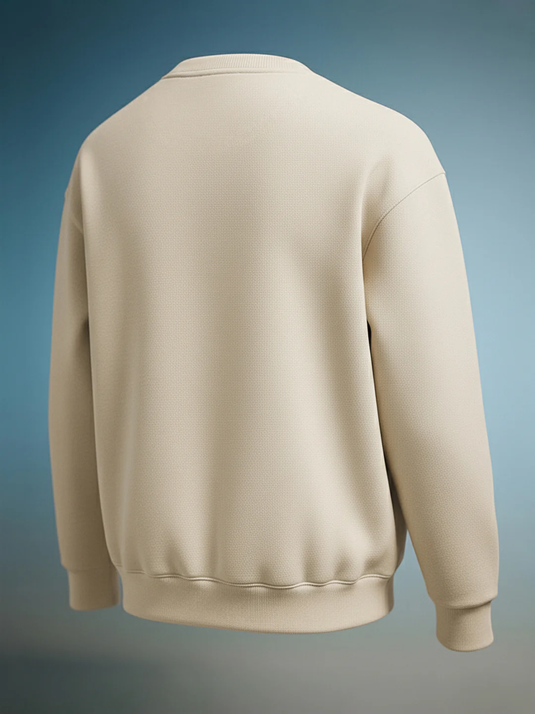 Men's Beige Relaxed Fit Embroided Casual Sweatshirt - Image 2