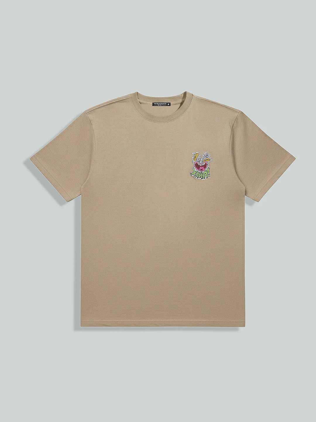 Men's Beige Relaxed Fit Embroided 240 GSM Graphic  T-Shirt - Image 5