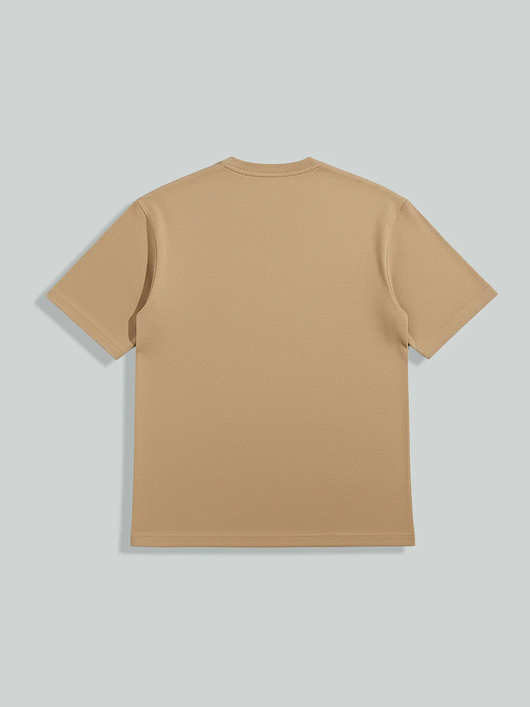 Men's Beige Relaxed Fit Embroided 240 GSM Resort Wear T-Shirt - Image 6