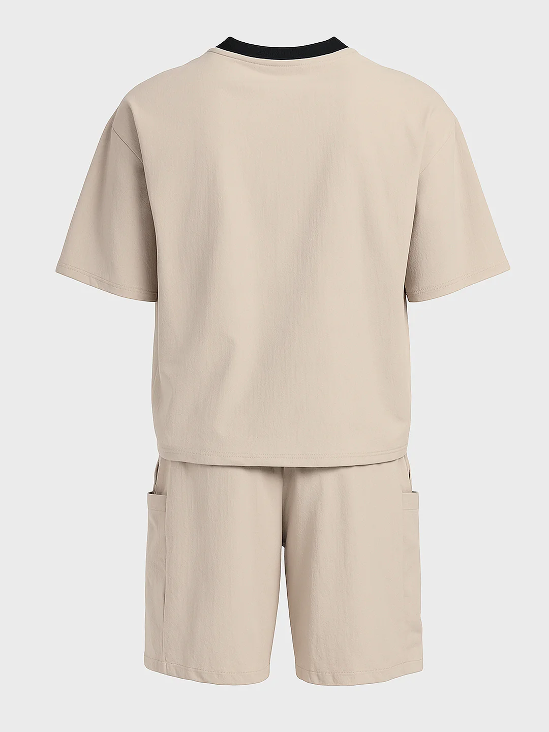 Men's Beige Relaxed Fit Solid Casual Coordinates - Image 4
