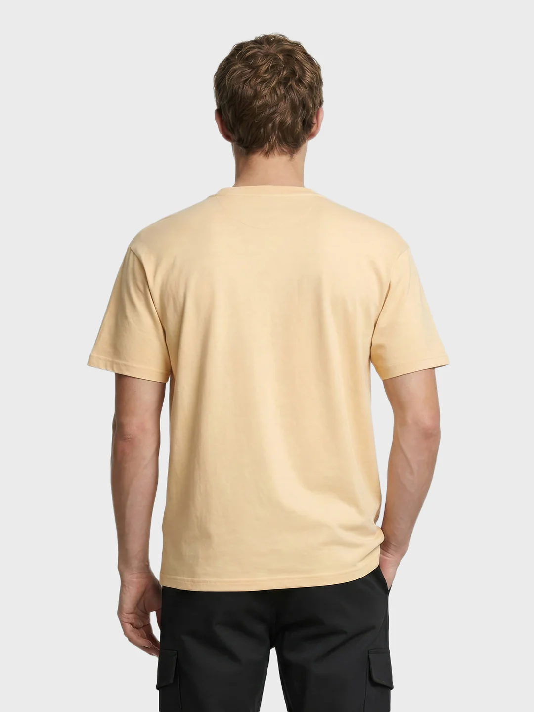 Men's Beige Relaxed Fit Printed Casual T-Shirt - Image 4