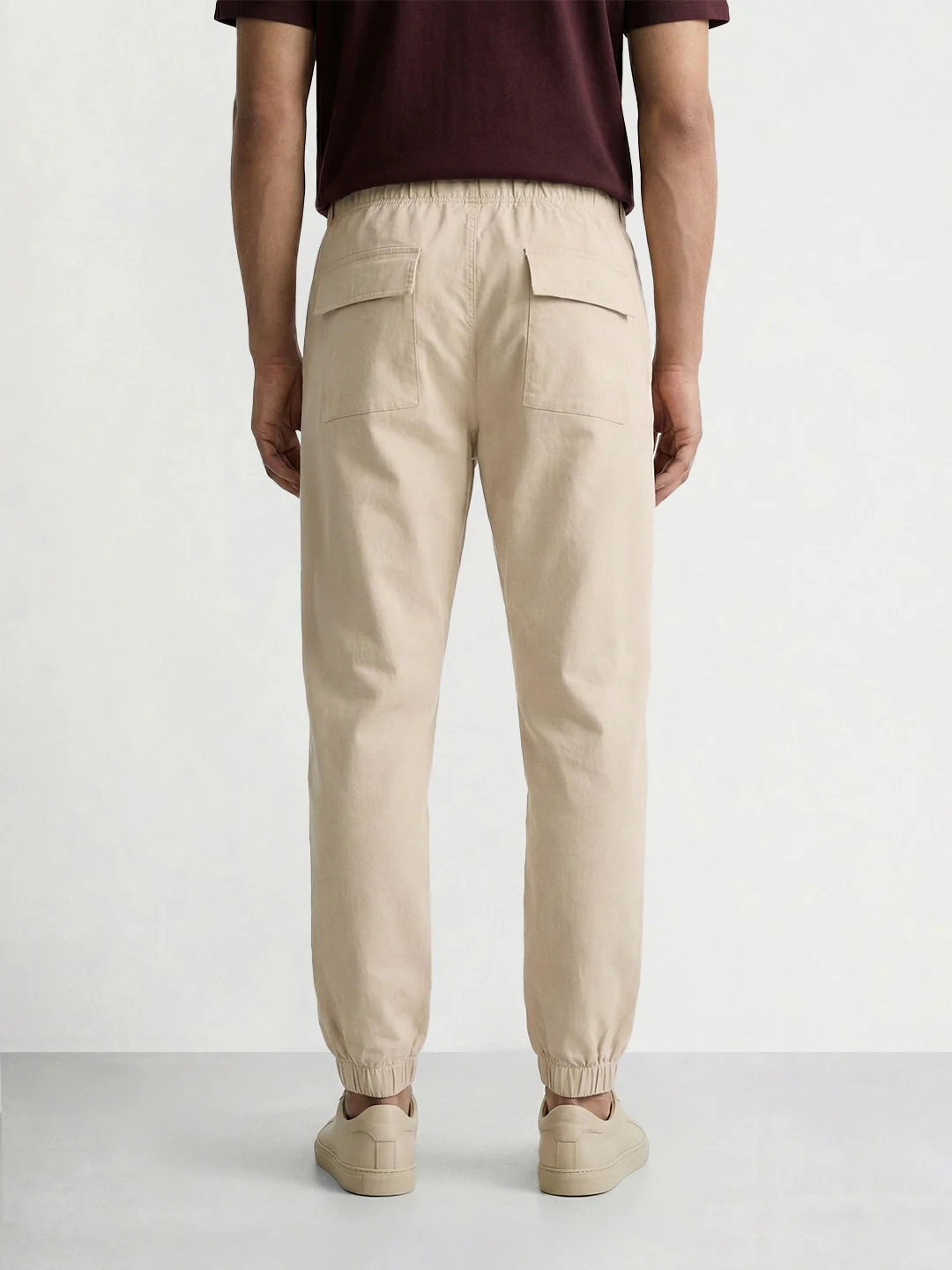 Men's Beige Relaxed Fit Solid Utility Cargo - Image 2