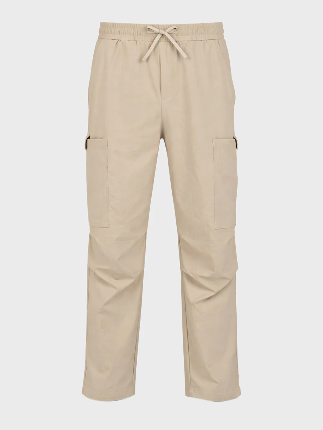 Men's Beige Relaxed Fit Solid Utility Cargo - Image 4