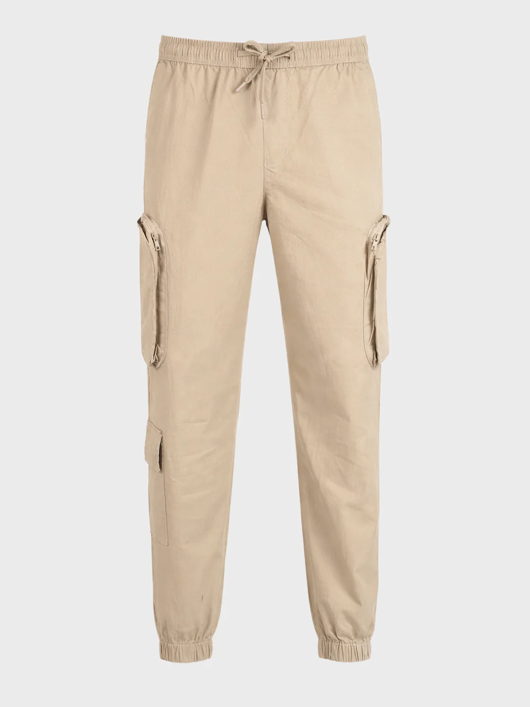 Men's Beige Relaxed Fit Solid Utility Cargo - Image 6