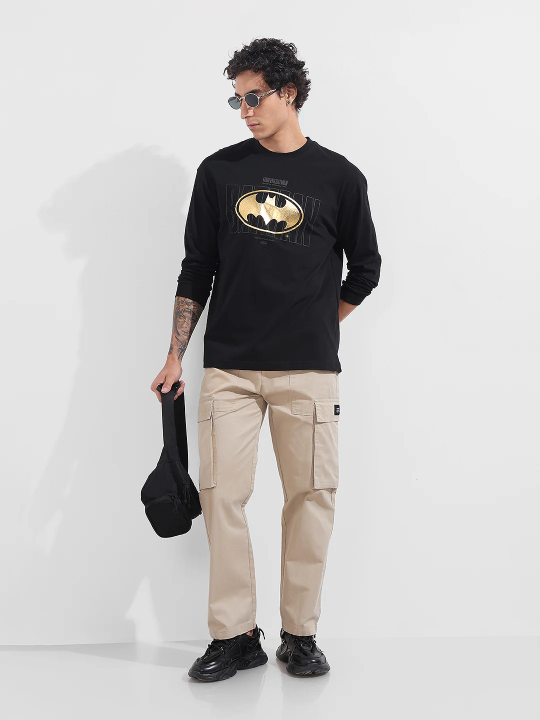 Men's Beige Relaxed Fit Solid Utility Cargo - Image 2