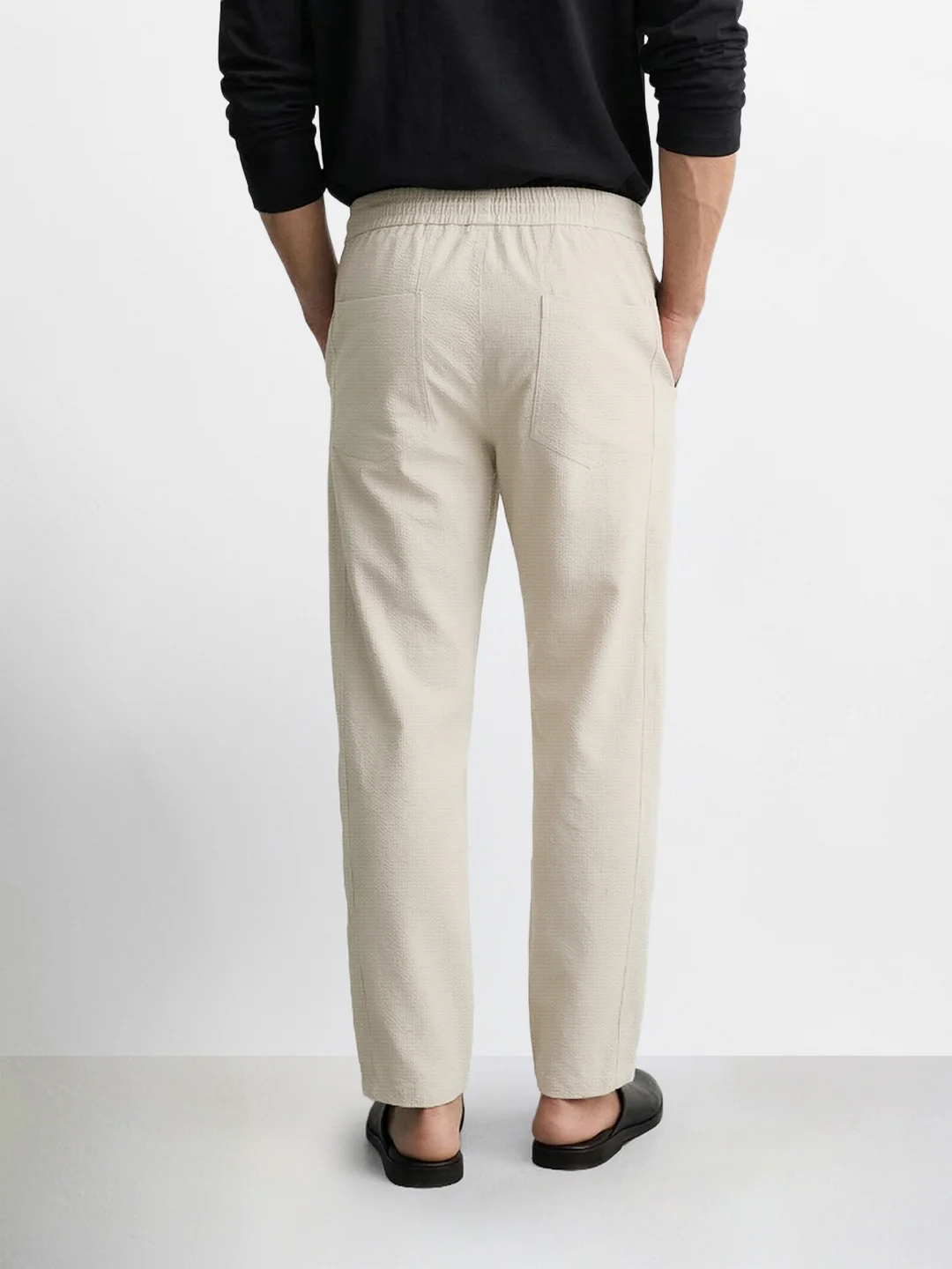 Men's Beige Relaxed Fit Solid Utility Joggers - Image 4