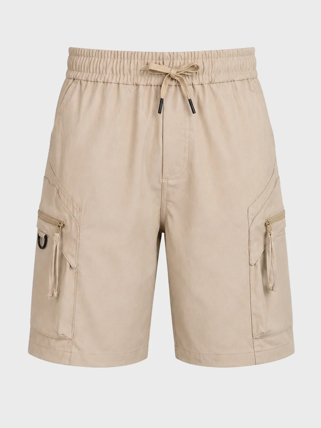 Men's Beige Relaxed Fit Solid Utility Shorts - Image 7