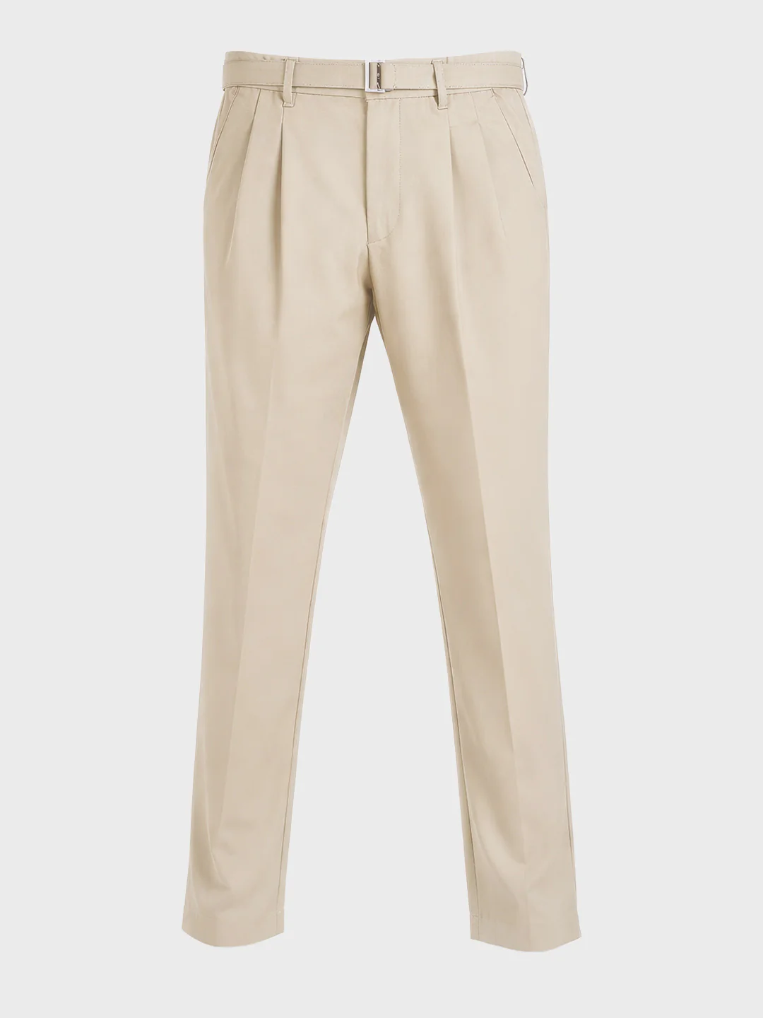 Men's Beige Relaxed Fit Solid Utility Trousers - Image 5