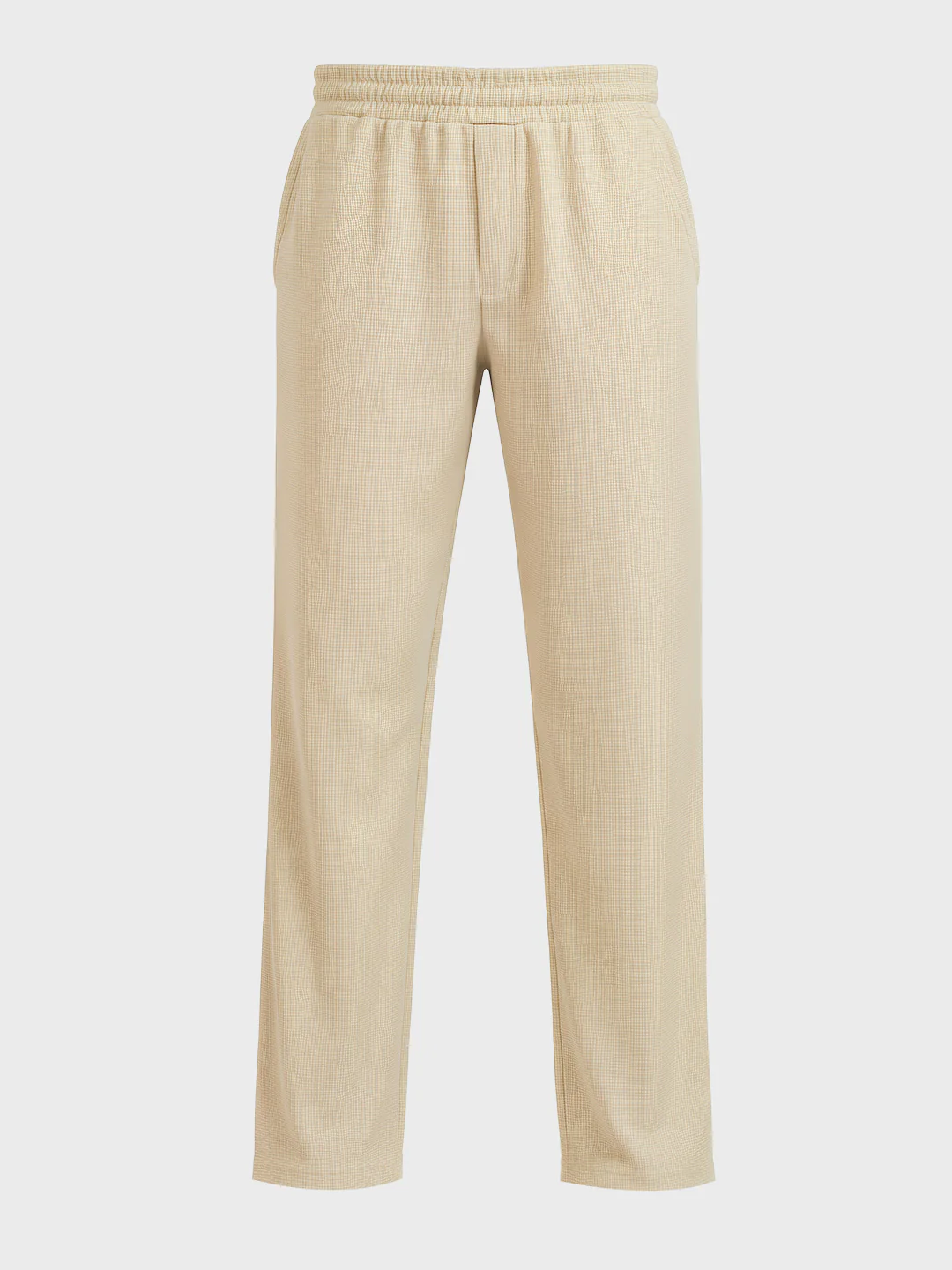 Men's Beige Relaxed Fit Textured Utility Trousers - Image 4