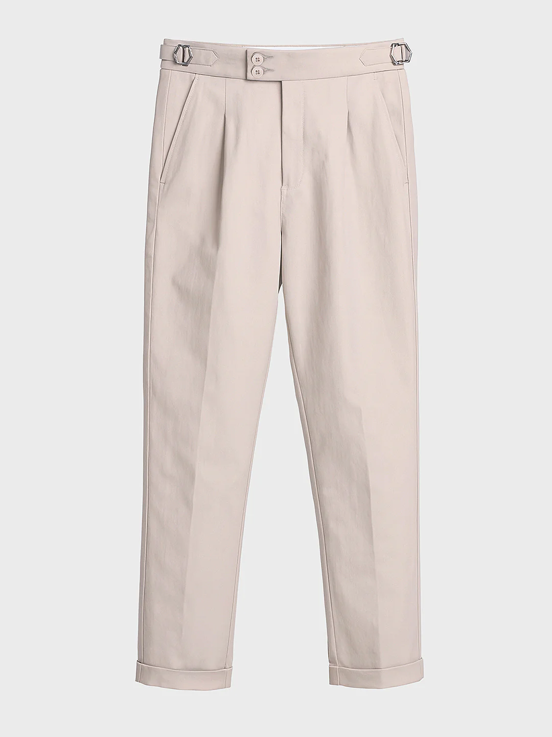 Men's Beige Relaxed Fit Utility Solid Trousers - Image 4