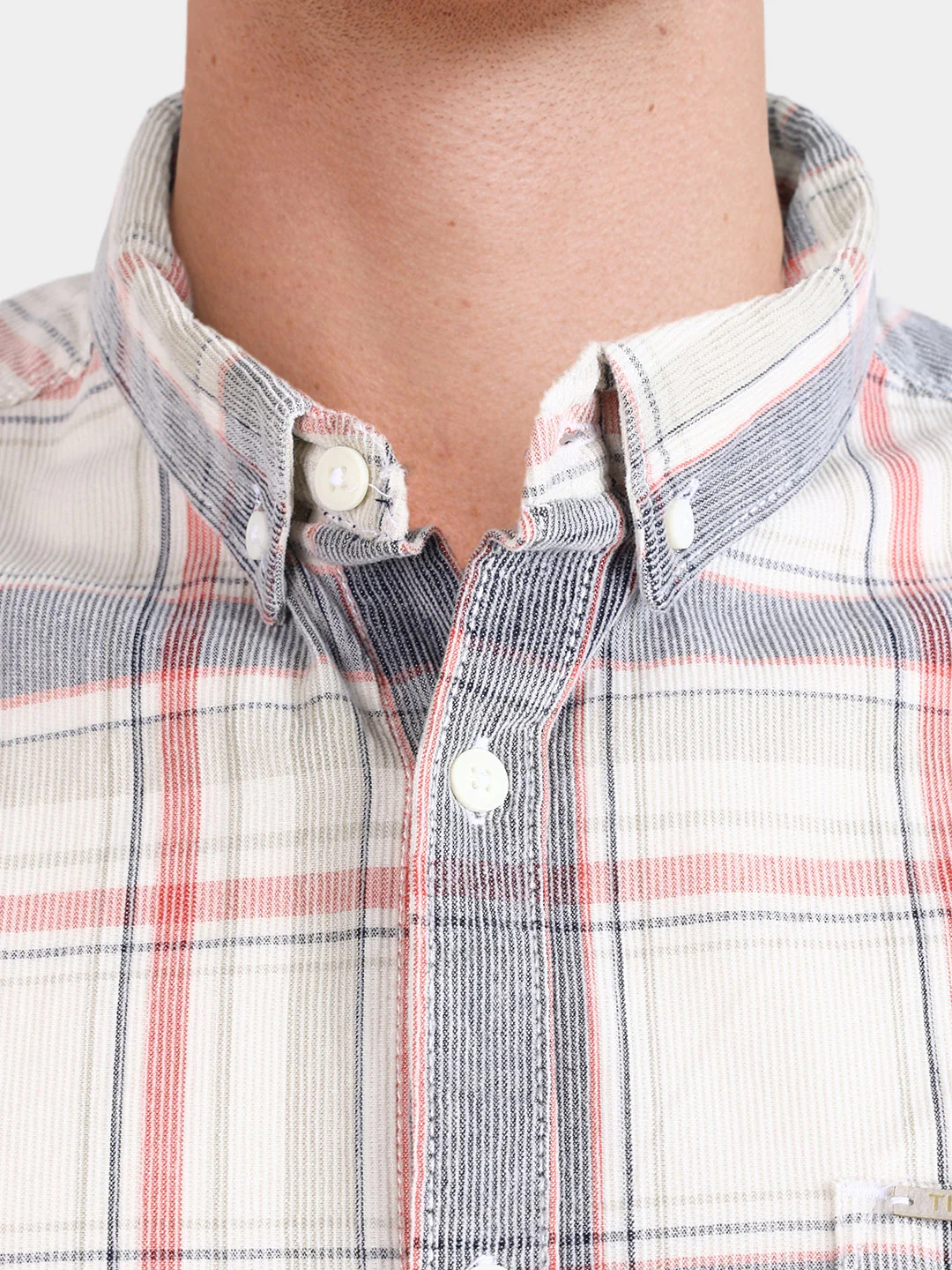 Men's Beige Slim Fit Checkered Casual Shirts - Image 3