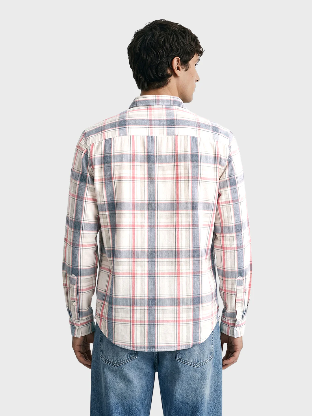 Men's Beige Slim Fit Checkered Casual Shirts - Image 5