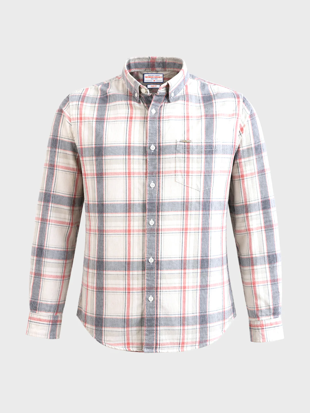 Men's Beige Slim Fit Checkered Casual Shirts - Image 6