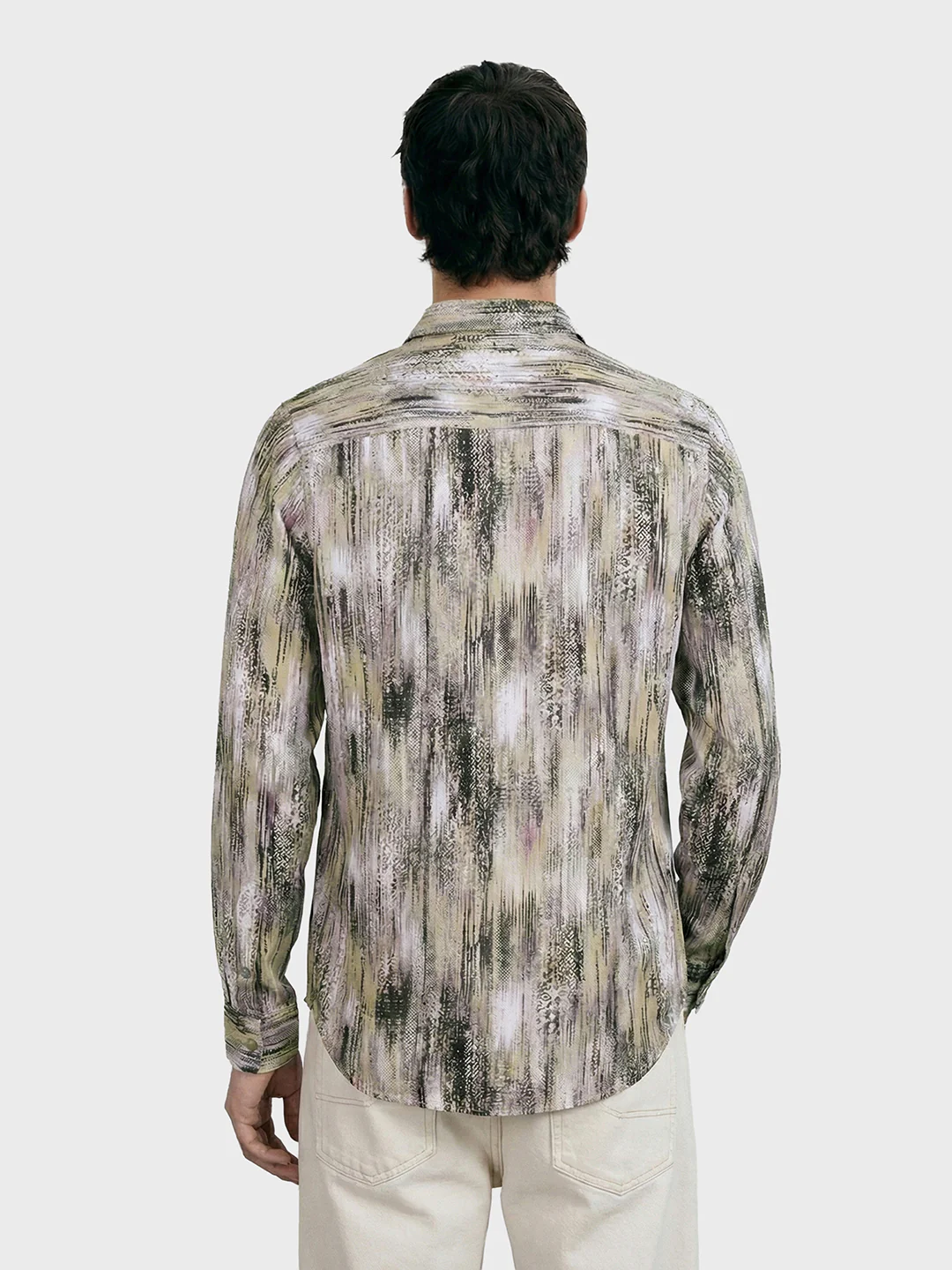 Men's Beige Slim Fit Party Wear Printed Shirt - Image 2