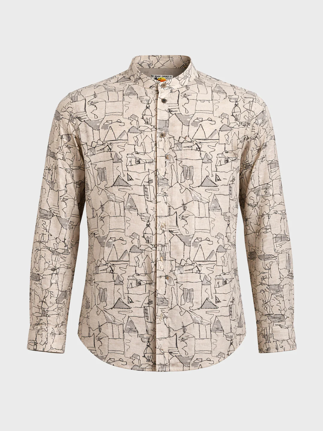 Men's Beige Slim Fit Printed Casual Shirt - Image 6