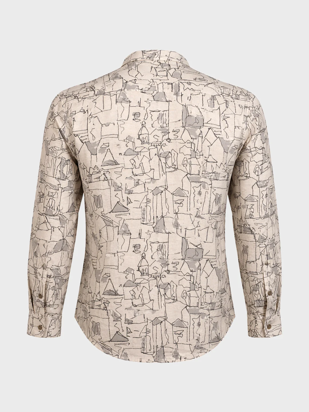 Men's Beige Slim Fit Printed Casual Shirt - Image 7