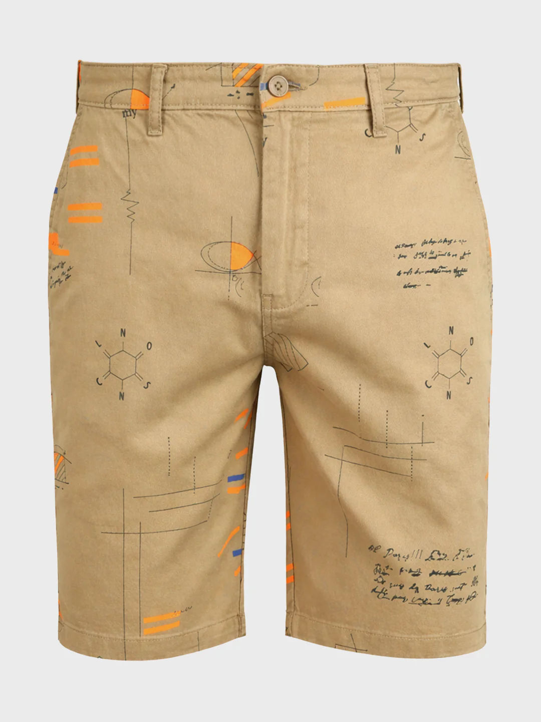 Men's Beige Slim Fit Printed Casual Shorts - Image 5