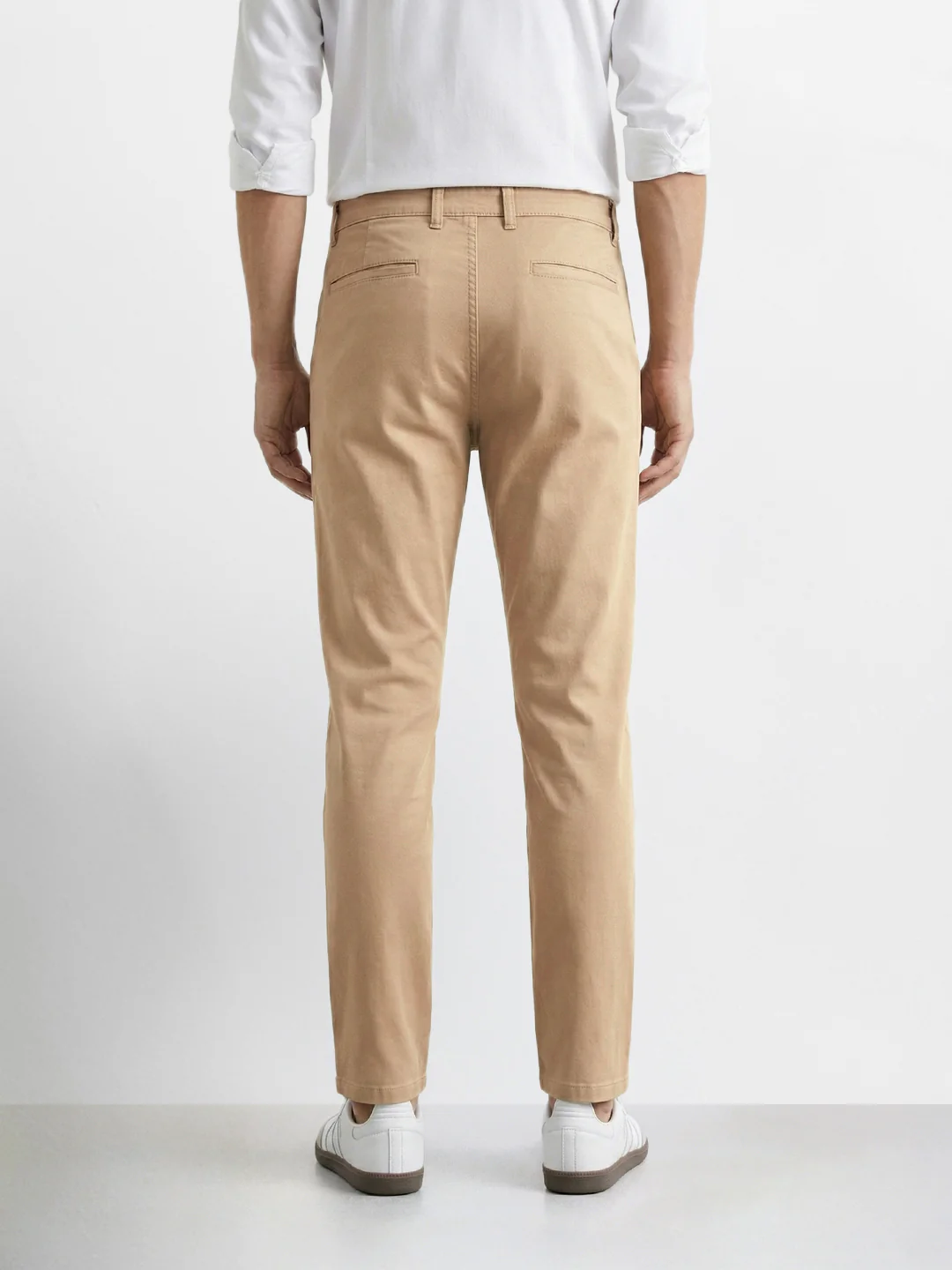 Men's Beige Slim Fit Solid Casual Chinos - Image 4