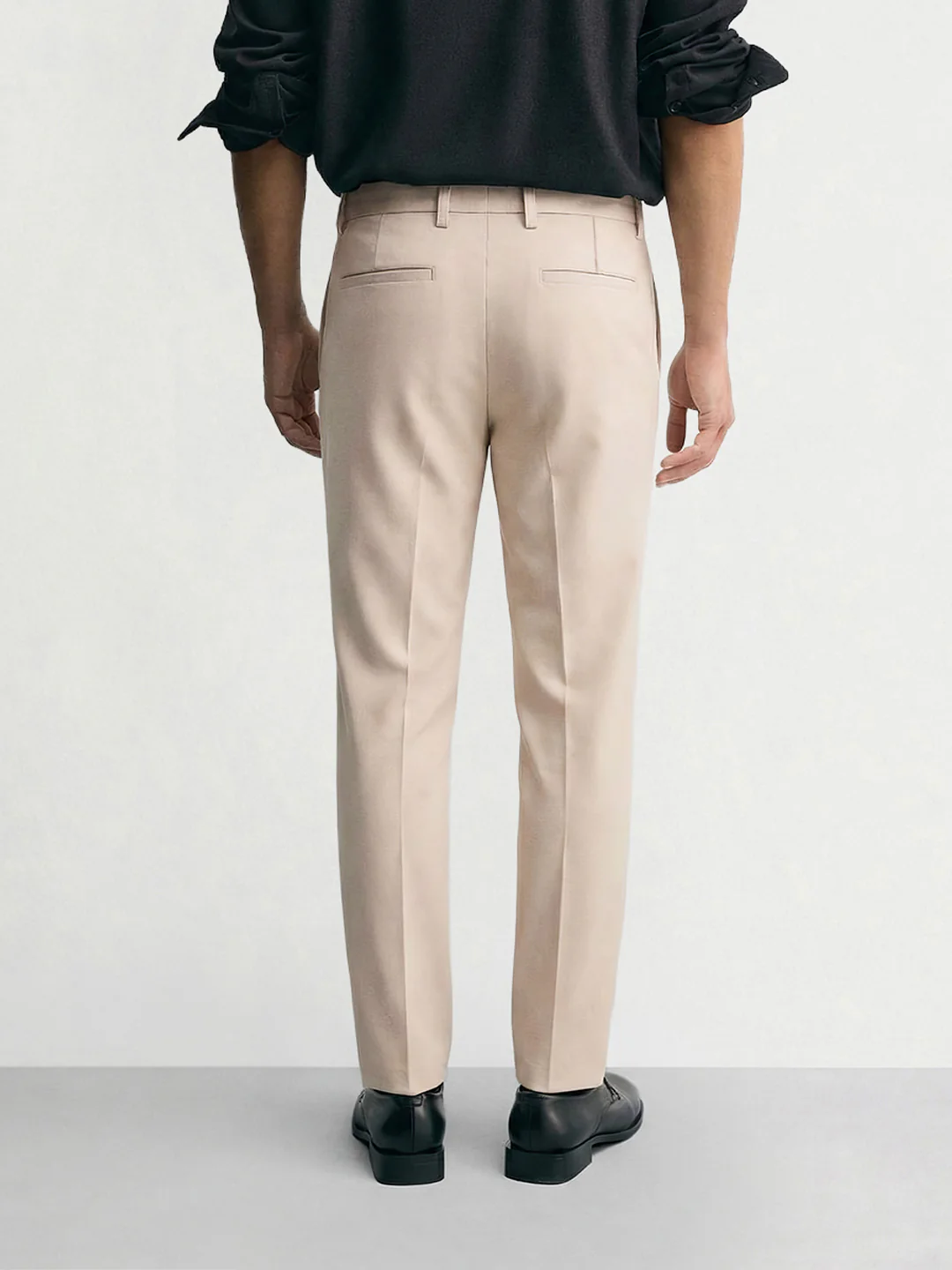 Men's Beige Slim Fit Solid Casual Chinos - Image 2