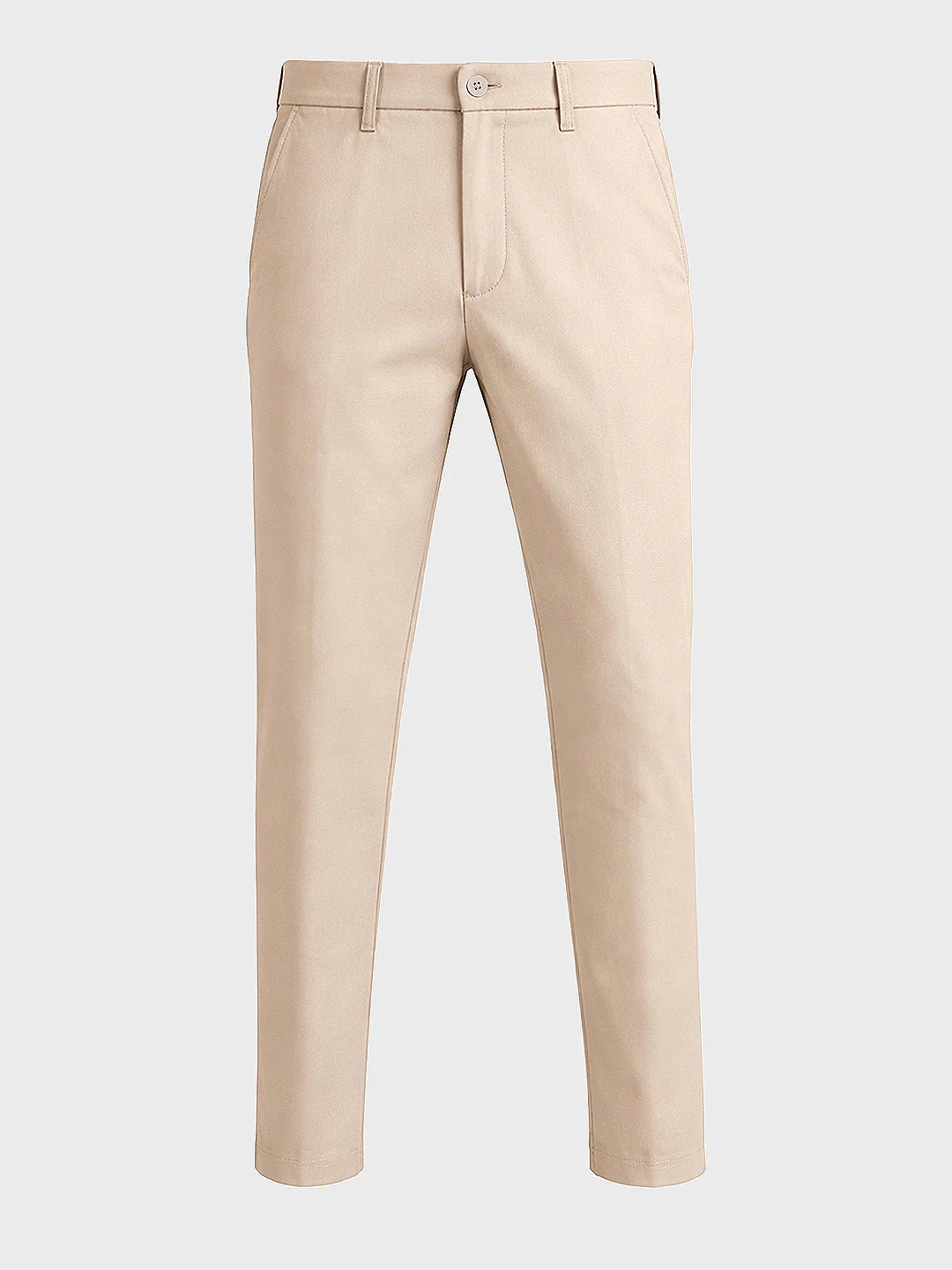 Men's Beige Slim Fit Solid Casual Chinos - Image 5