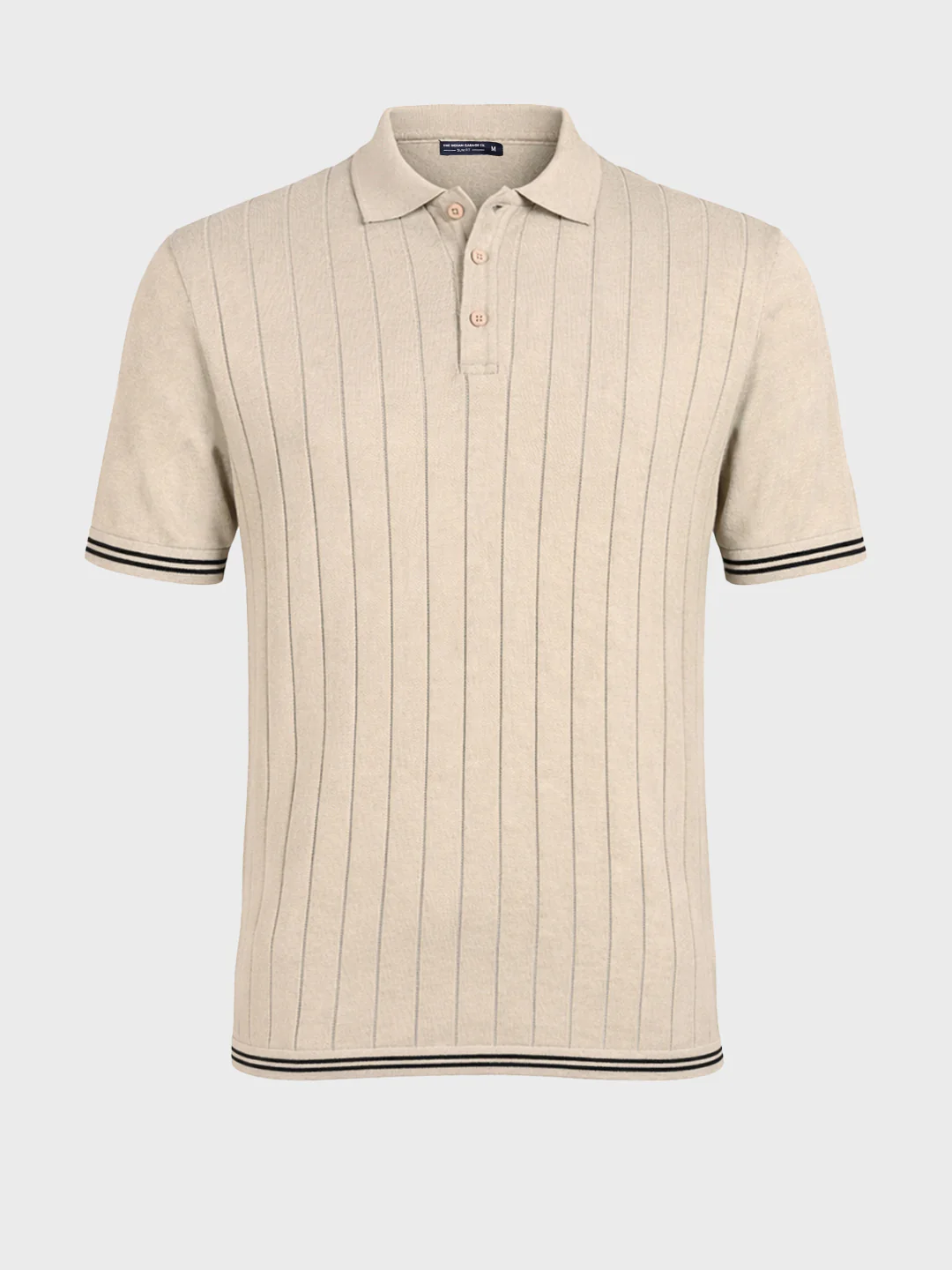 Men's Beige Slim Fit Solid Flat Knit T-Shirt - Image 5