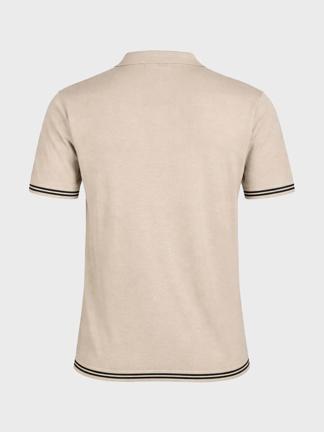 Men's Beige Slim Fit Solid Flat Knit T-Shirt - Image 6