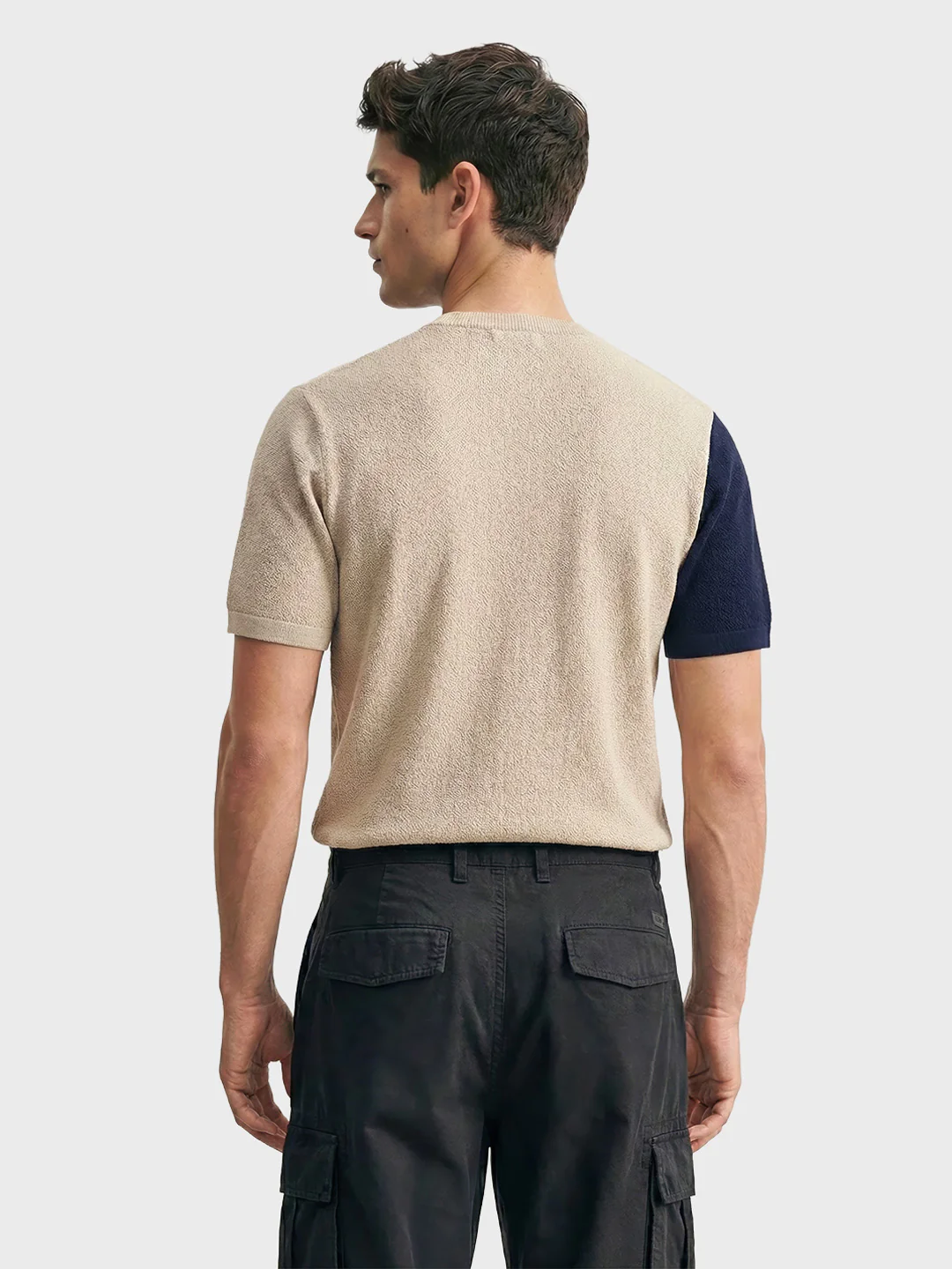 Men's Beige Slim Fit Solid Casual T-Shirt - Image 4