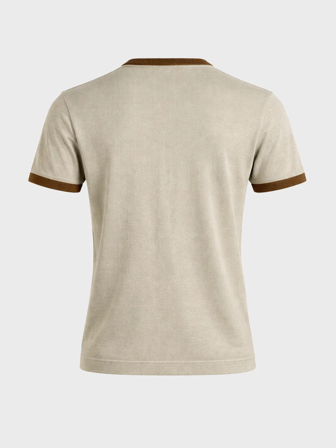 Men's Beige Slim Fit Solid Casual T-Shirt - Image 7